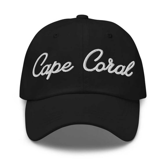 Cape Coral Baseball Cap Cape Coral Dad Hat Bold Script California CA Hat Embroidered Souvenir Gift Black