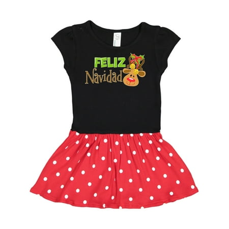 

Inktastic Christmas Feliz Navidad with Cute Reindeer Gift Toddler Girl Dress