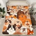 thumbnail image 2 of jejeloiu Kawaii Puppy Dogs Twin Sheet Sets,Cartoon Pet Animal Twin Fitted Sheet,Brown Beige Flat Sheet For Teens,Luxury Bedroom Decor,3-Piece, 2 of 7