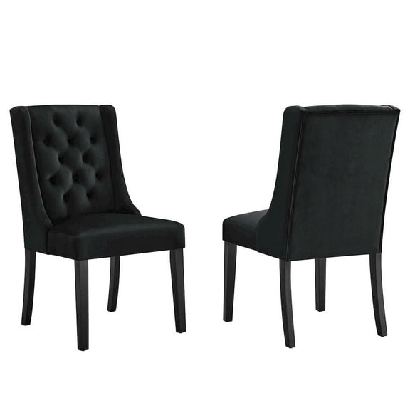 Modway Baronet 20" Tufted Velvet Dining Chairs in Black (Set of 2)