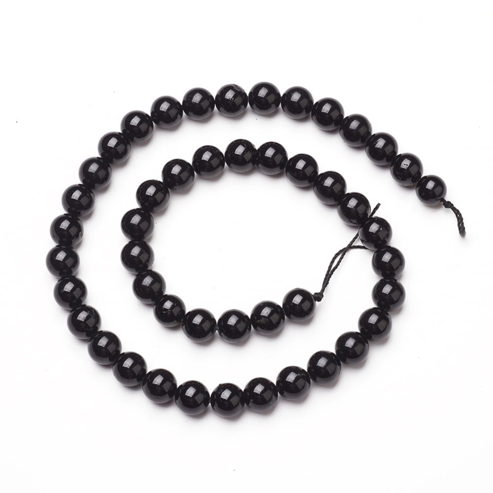 Natural Black Tourmaline Beads Strands Round 6mm Hole: 0.8mm 60~65pcs/strand 15.35 inch(39cm)