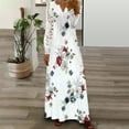 thumbnail image 3 of Womens Vintage Empire Waist Floral Maxi Dresses Crochet Lace Lantern Long Sleeve Dress Ruched Casual Elegant Dress for Women, 3 of 6