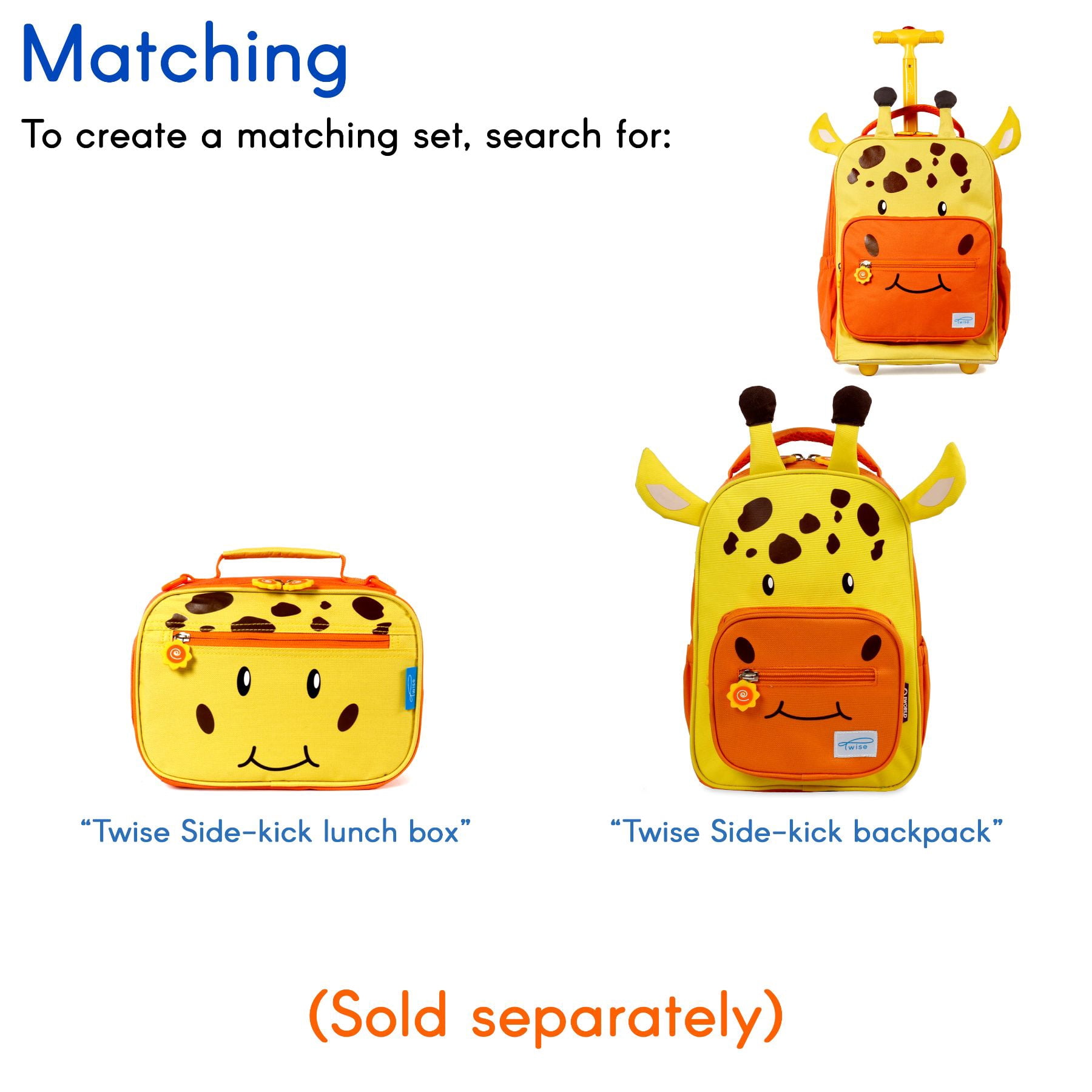 TWISE Twise Side-kick Rolling Backpack, Giraffe