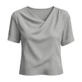 thumbnail image 4 of Molidfa Women's Top Stretchable Crew Neck Short Sleeve Casual Regular Pullover Drop Shoulder Set-In Casual Tops, 4 of 5