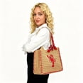 thumbnail image 4 of Women's Americana Cut Out Tote Bag,Red Print Shoulder Tote Bag,Large Capacity Casual Handbag Beach Bag for Daily Use,Style Openwork Tote, 4 of 6