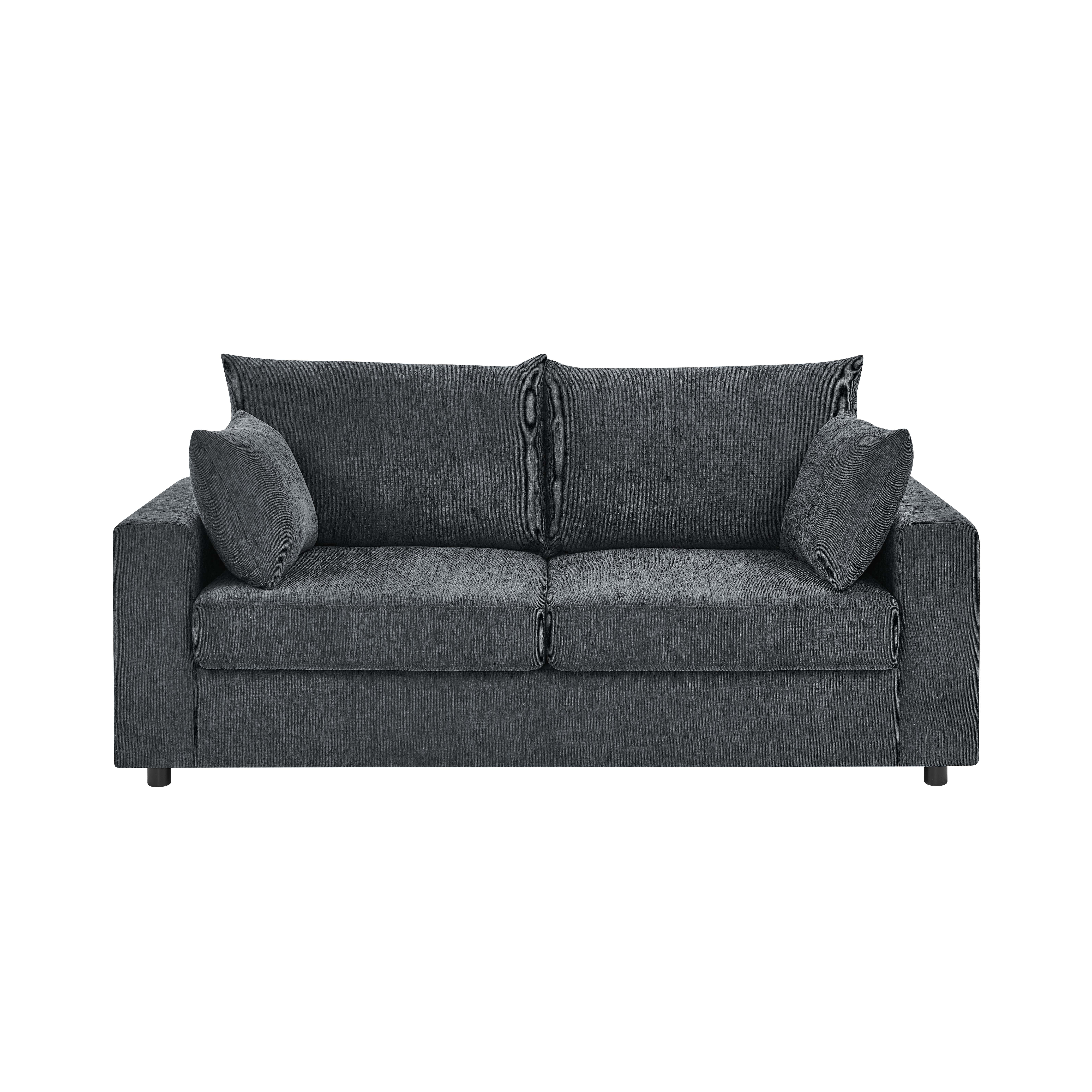 AENKYO 78" Modern Upholstered Sectional Sofa, Loveseat Couch with Deep Cushions and Pillows for Living Room，Black