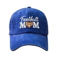 thumbnail image 4 of Womens Beach Hat Unisex Football Mom Embroidered Washed Casual Breathable Baseball Cap Blue One Size, 4 of 4