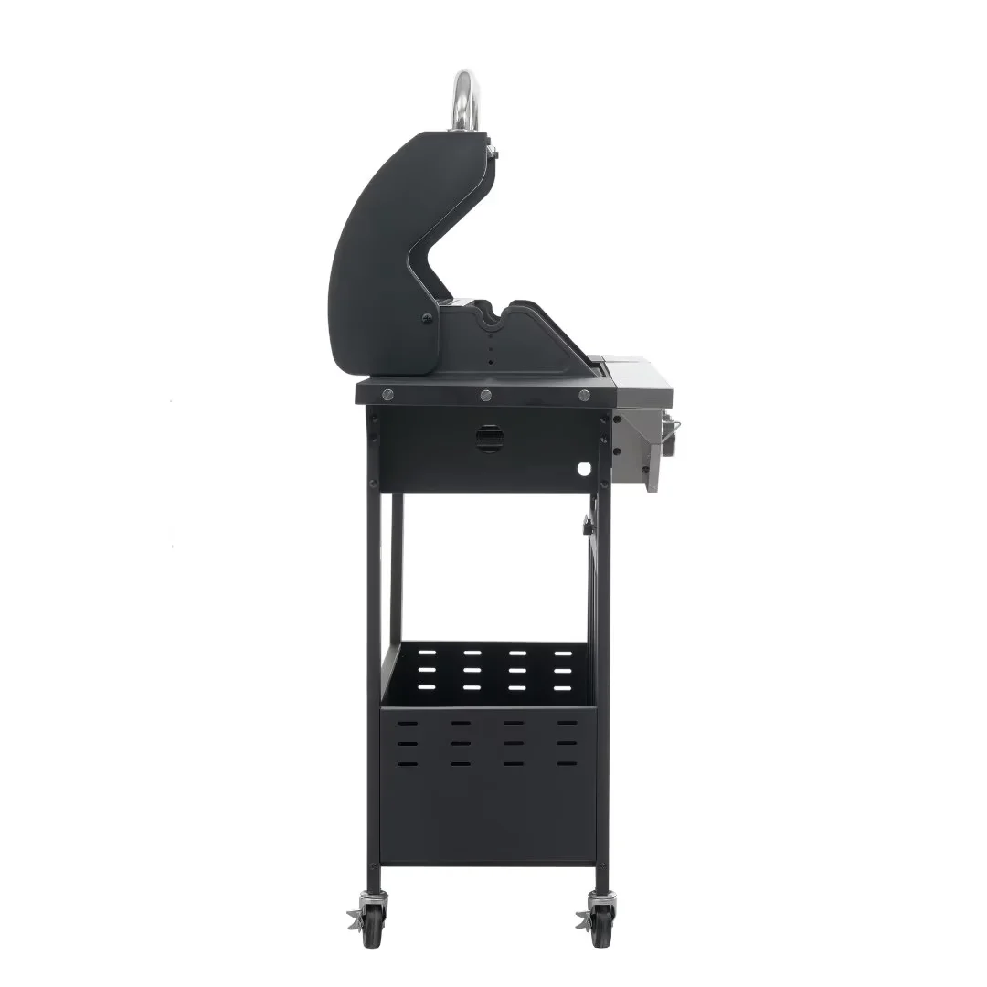 Leuco 4 Burner BBQ Propane Gas Grill, 46,500 BTU Stainless Steel Patio Garden Barbecue Grill with Stove and Side Table