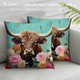 thumbnail image 3 of FUMJ Highland Cow Throw Pillow Covers Highland Cattle Pillow Cases Cushion Covers for Living Room Rose Floral Flower Leopard Print Decorative Throw Pillowcases for Sofa Couch Chair, 3 of 5