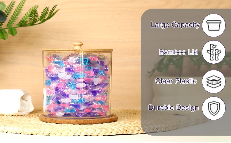 Laundry Detergent Dispenser, 3 Pack Clear Laundry Pods Container, Laundry Room Organization Storage Containers for Laundry Detergent, Powder, Pods, Scent Booster Beads, 2 Spoons