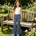 thumbnail image 6 of EnJoCho Toddler Girls Baggy Bell-Bottom Pants Loose Wide Leg Elastic High Waist Ruffled Flared Trousers Little Girls Soft Knit Flared Pants Elastic High Waist Bell Bottom Pants, 6 of 7
