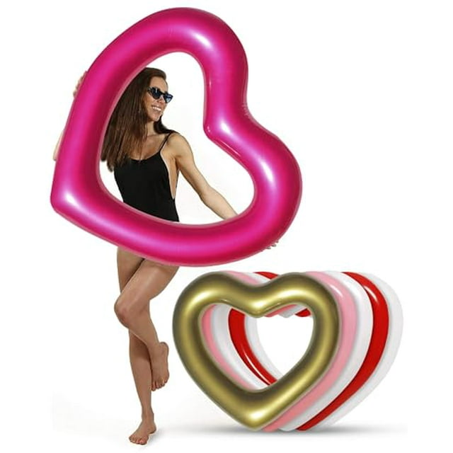 The Original Heart Pool Floats for Adults by LOTELI – Thicker & Stronger – Large Inflatable Pool Floats for Parties Bachelorette Wedding Float – River Lake Beach Raft - Durable & Easy to Inflate