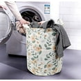 thumbnail image 5 of Fymlhomi Collapsible Laundry Basket, Laundry Hamper with Handles Waterproof Round Cotton Linen Laundry Hamper Printing Household Organizer Basket, 19.7x15.7 inches, Green, 5 of 5