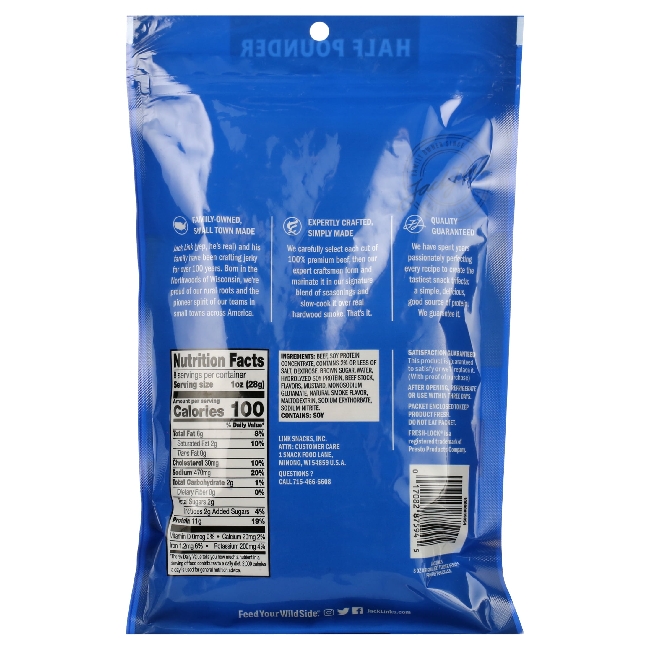 Jack Link's Original Tender Beef Strips 8oz Resealable Bag