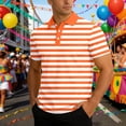 thumbnail image 2 of CONZONE Men's Polo Shirt Short Sleeve Casual Polo Shirt for Men Casual Striped Breathable Loose Fit Cozy Summer Golf Shirts, 2 of 6
