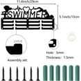 thumbnail image 2 of Sports Theme Iron Medal Hanger Holder Display Wall Rack 3-Line with Screws Swimming Heart 130x290mm, 2 of 9