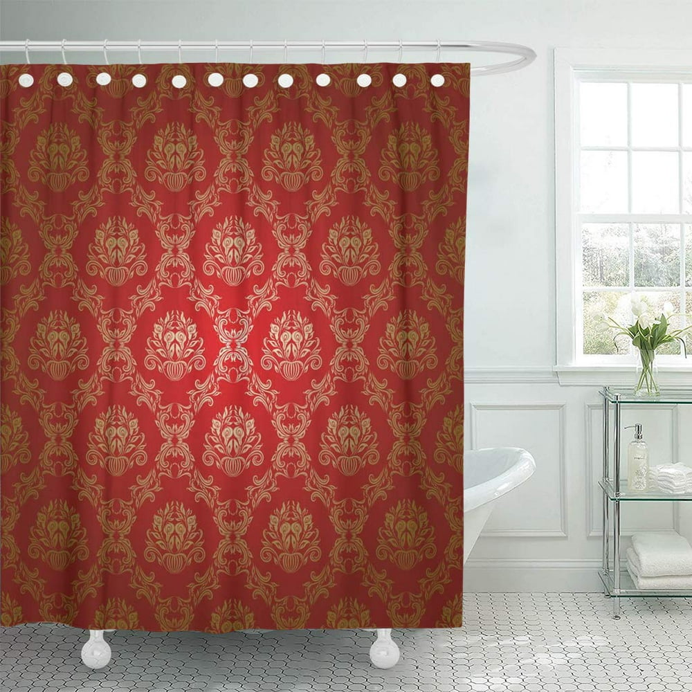KSADK Gold Damask Floral Pattern Flowers on Red Brocade Vintage Royal ...