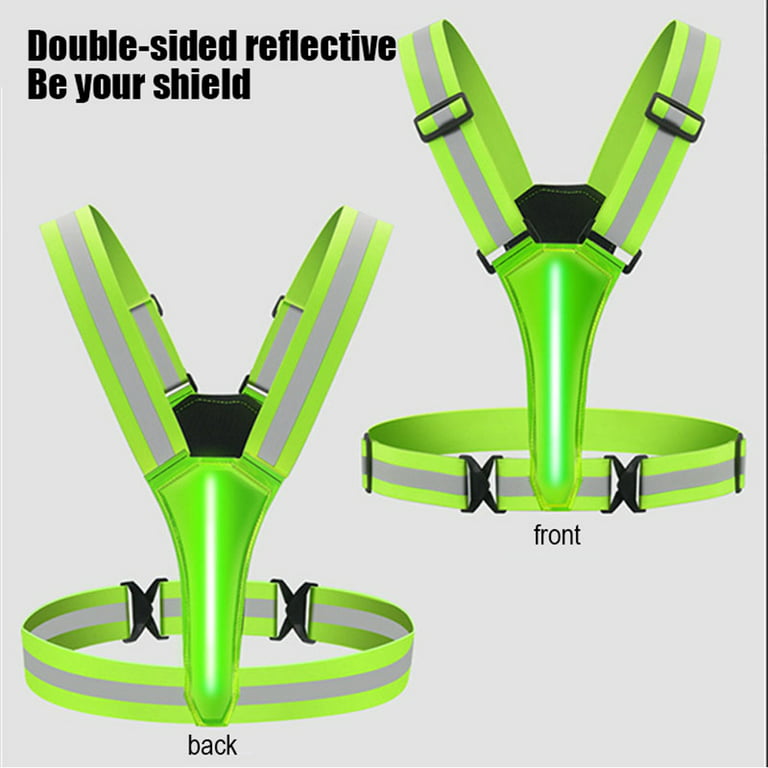 LED Reflective Vest Rechargeable Double-Side LED Strips Elastic Running  Gear for
