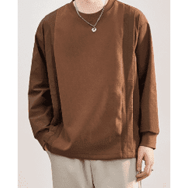 Fake two pieces splicing round neck sweater men's spring loose casual spring and fall long-sleeved tops