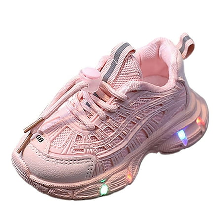 

Yindaity Baby Boys Shoes Toddler Light Up Shoes Boys Kids Shoes Sport Sneaker LED for Toddles Boys Girls (Pink 16-18 Months)