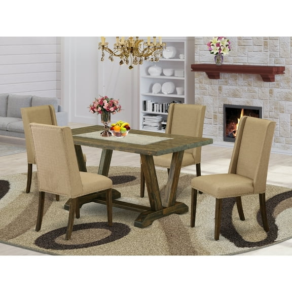 Vintage 5-Piece Dining Set - Mid Century Table4 Chairs - Elegant Dining Room Furniture