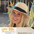 thumbnail image 2 of Women Straw Panama Hat Travel Fedora Beach Sun Hat Summer Wide Brim Straw Roll up Hat UPF 50+, 2 of 5