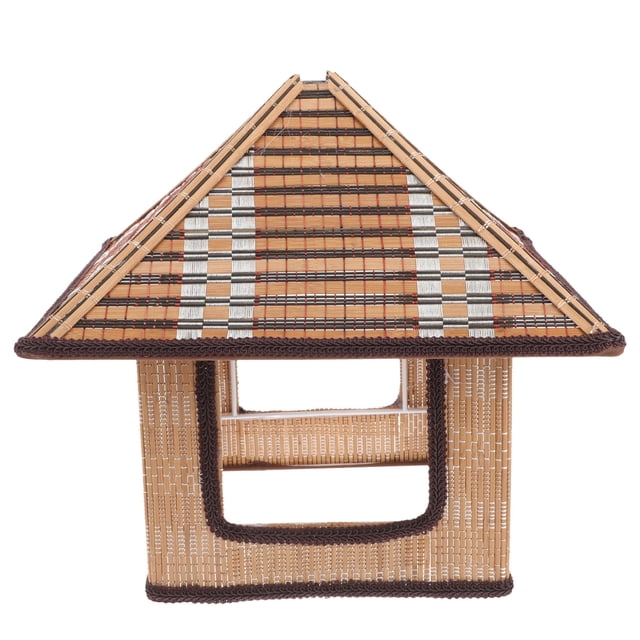 BEADCEST Abat-Jour en Bambou Forme Maison Style Rustique 1Pcs