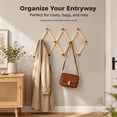 thumbnail image 3 of NOGIS Wood Accordion Wall Rack with 10 Hooks, Multi-Purpose Accordion Style Wooden Hat Rack Wall Mounted, Wood Expandable Peg Rack- for Keys, Coffee Mug, Coats, Wood Brown, 3 of 7
