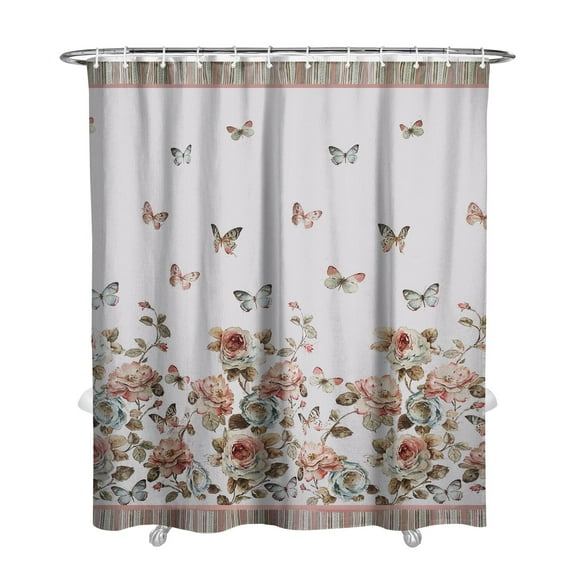 Animal Print Tropical Shower Curtain Premium Fabric Bathroom Curtain 72x84 Inch Exotic Jungle Leaf & Butterfly Design Quick-Dry