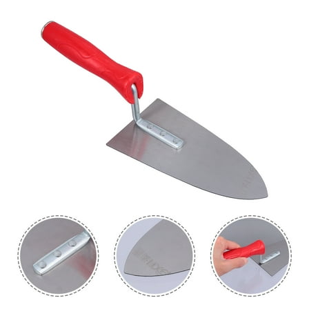 Soimiss Plaster Trowel with Non Stick Triangular Steel Blade and Comfortable Red Grip