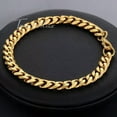 thumbnail image 4 of Mens Womens 3/5/7/9/11mm Curb Cuban Chain Bracelet Gold Plated Stainless Steel, 4 of 5
