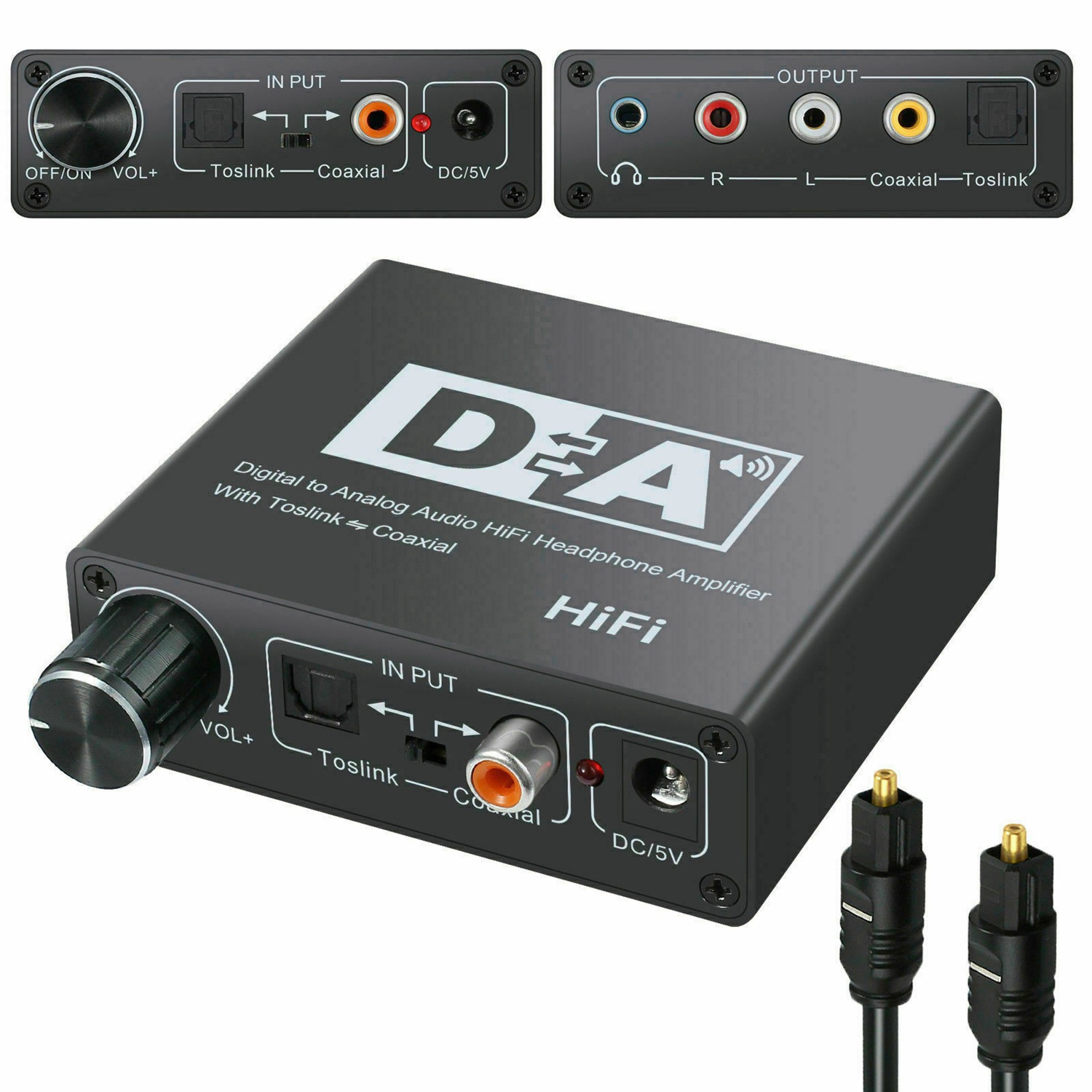 192KHz Digital Optical Coaxial Toslink to Analog RCA 3.5mm Audio Hifi Converter with Spdif - image 2 of 5