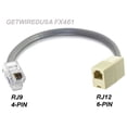 thumbnail image 2 of RJ9 RJ10 RJ22 4P4C 4-PIN MALE to RJ12 RJ11 6P6C 6-PIN FEMALE HEADSET PHONE CABLE ADAPTER FX461, 2 of 5
