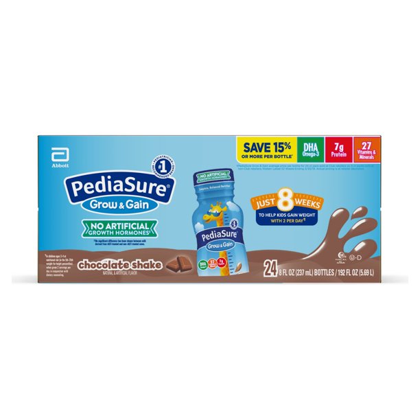 Pediasure Grow Amp Gain Kids Nutritional Shake With Protein Dha And Vitamins Amp Minerals Chocolate 8 Fl Oz 24 Count