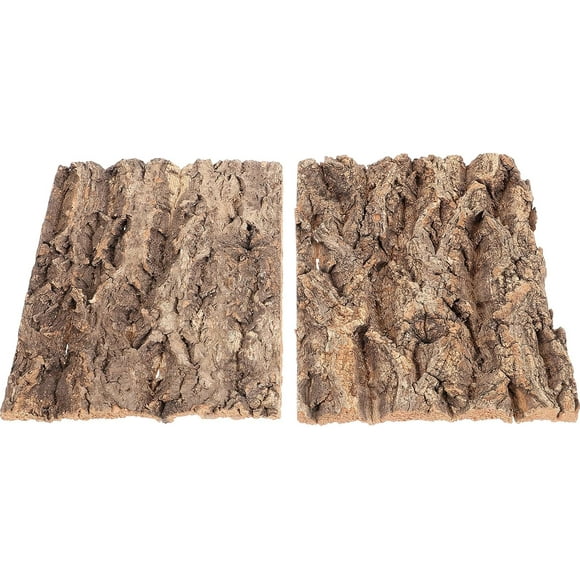 shiyou-2Pcs Cork Bark Reptile Tree Bark Snake Basking Platform Turtle Climbing Platform for Reptiles Animal Aquarium