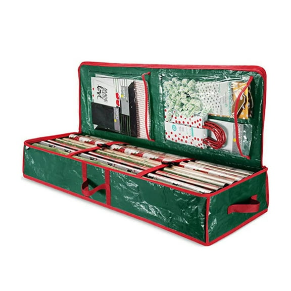 Christmas wrapping paper storage box, gift packaging organizer