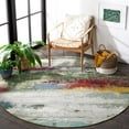 thumbnail image 3 of SAFAVIEH Barbados Olivera Abstract Indoor/Outdoor Area Rug, Green/Blue Purple, 6'6" x 6'6" Round, 3 of 11