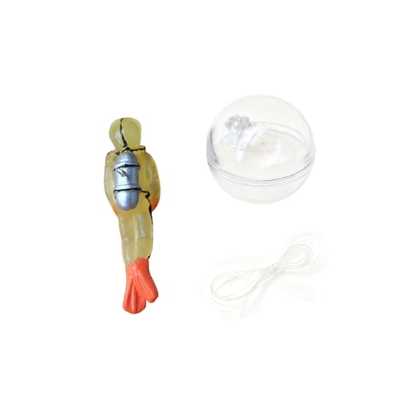 Glow-In-The-Dark Yellow Diver Aquarium Decor - Floating Diver With Float Ball, Line For Fish Tank, Underwater Scene, Ocean World Decorations