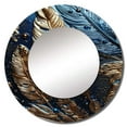 thumbnail image 2 of Designart "Feather Glamour Gold I" Glam Feather Rund Mirror For Wall Decor - Large Gold Round Print Mirror - Round Modern Mirror - Wall Mounted Round Large Mirror - 29" x 29", 2 of 6
