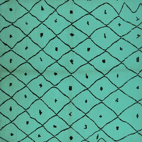 Ahgly Company Machine Washable Indoor Square Solid Turquoise Blue Modern Area Rugs, 3' Square