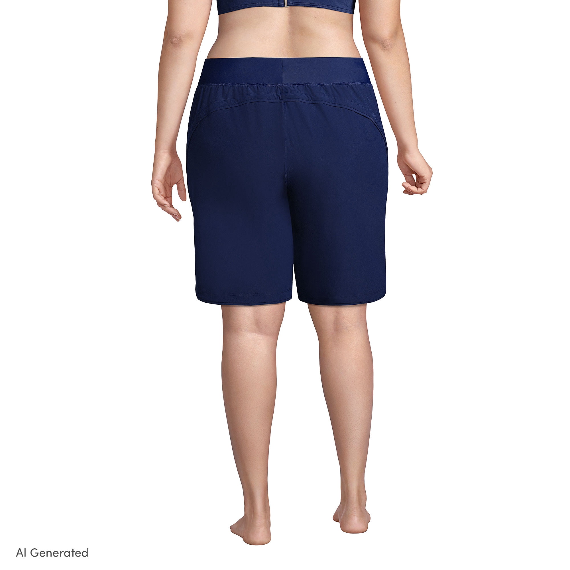 Lands' End Women's Plus Size Sunshade UPF 50 9" Board Shorts with Panty
