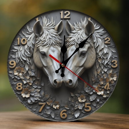 Wall Clock Decorative Elegant Horse Duo Print 2 D Vintage Wall Clocks Battery Operated Silent Non Ticking for Wall Clock Decorative Elegant Horse Duo Print 2 D Vintage Wall Clocks Battery Operated Silent Non