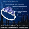 thumbnail image 2 of Gem Stone King 2.11 Cttw Oval Blue Tanzanite and Diamond Accent 3-Stone Engagement Ring | 10K White Gold | Three Stone Wedding Anniversary Promise Ring for Women | Available in Size 5, 6, 7, 8, 9, 2 of 4