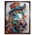 thumbnail image 1 of Horse Hippie in Multicoloured Bridles and Top Hat Art Print Framed Poster Wall Decor 12x16 inch, 1 of 5