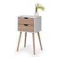 thumbnail image 3 of Yardi Yard Nightstand with 2 Drawers, Bedside Tables with Solid Wood Legs and Storage, End Table, Side Table, Bedside Furniture for Bedroom, Living Room, White Walnut, 3 of 3