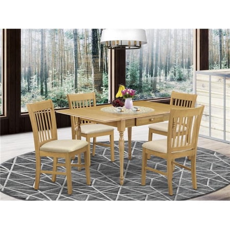 5 Piece Monza Wood Dining Table Set - White & Oak
