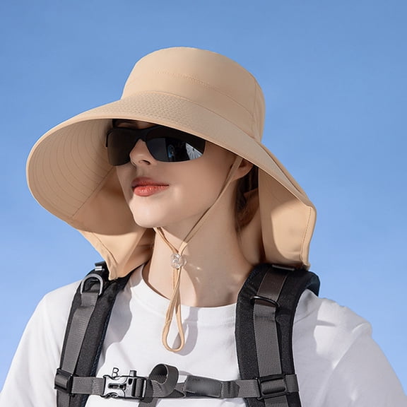 Lroveb Bucket Hats for Women Summer Big Eaves Shawl Sunscreen Hat Fisherman Fashion Sun Outdoor with Ponytail Hole Hat