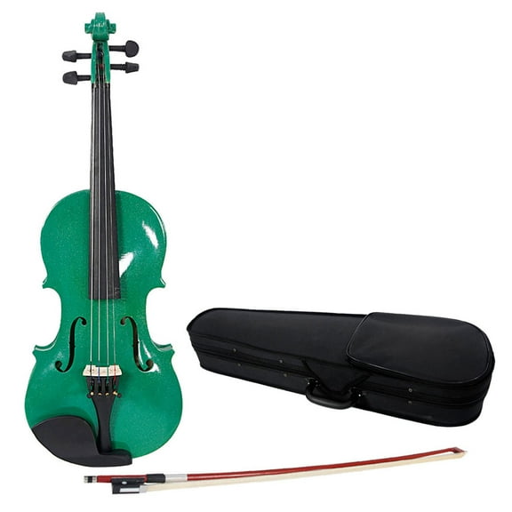 Zimtown Green 4/4 Size Handcrafted Solid Wood Violin with Bow, Rosin, Case for kids who are 12+ and Adult