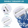 thumbnail image 3 of Yayeee 40oz Stainless Steel Tumbler with Straw and Handle Double-Wall Insulated Travel Water Bottle, Blue Garden Pattern, 3 of 8