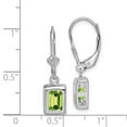 thumbnail image 5 of 925 Sterling Silver Rhodium 7x5 Emerald Cut Peridot Leverback Earrings, 5 of 7